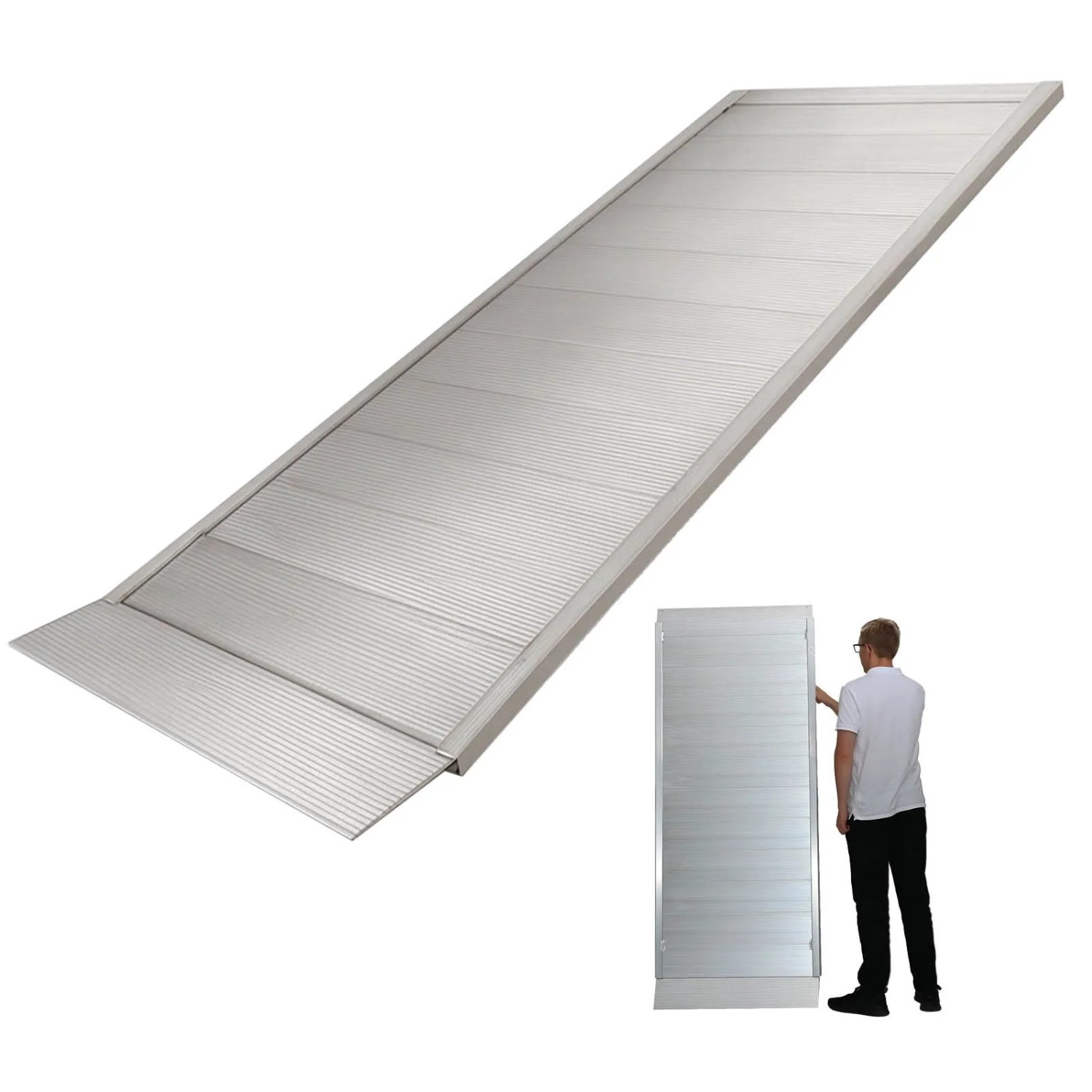 TRUTZHOLM 1 x Breitrampe 198 x 74 cm Traglast 600 kg Alu Grau Geriffelt
