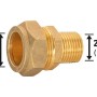 Messing Schraub-Übergangsnippel, 37 mm, für Klemmfittings, mit Außengewinde und Klemmringverschraubung.