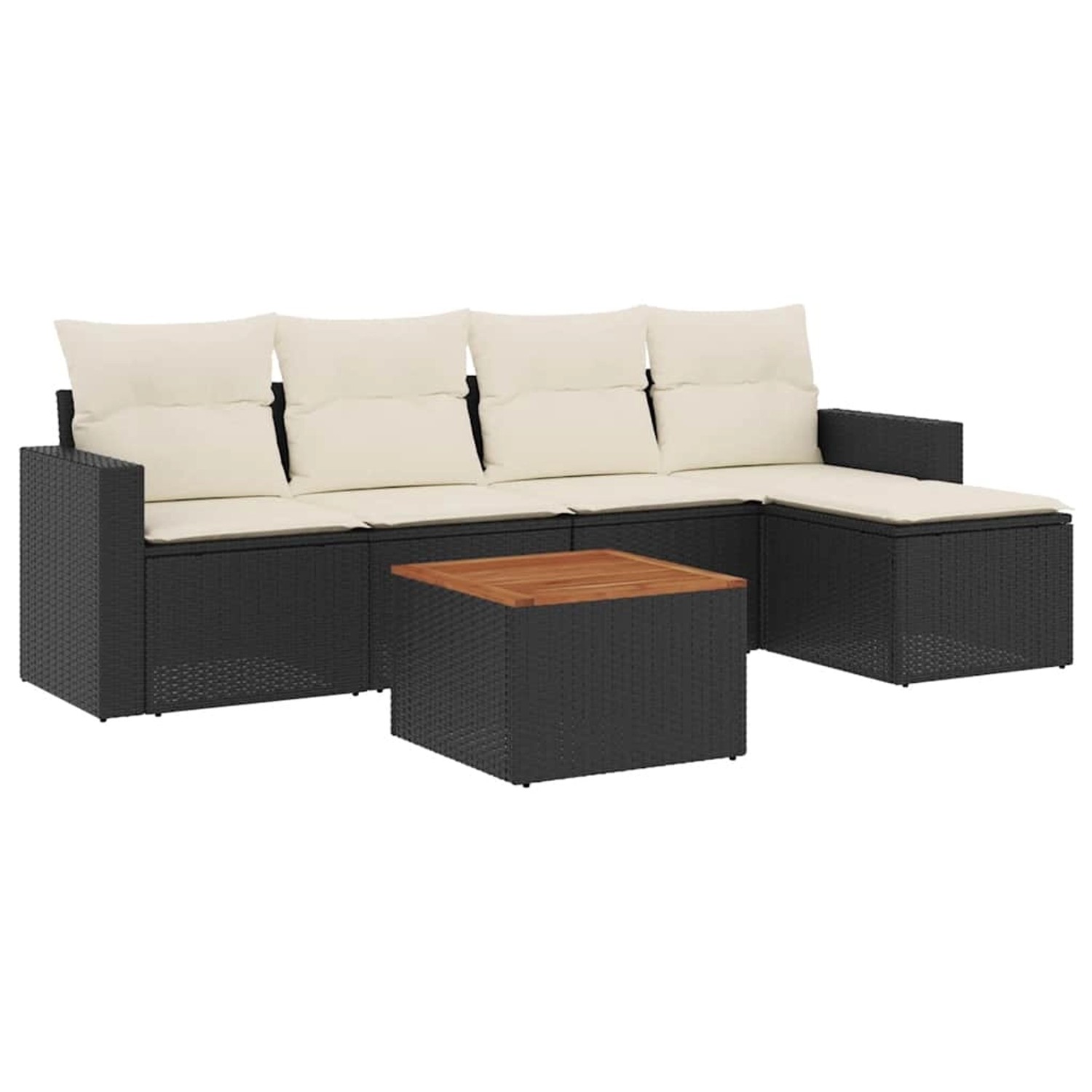 vidaXL 6-Tlg Garten-Sofagarnitur mit Kissen Schwarz Poly Rattan 3256427 günstig online kaufen