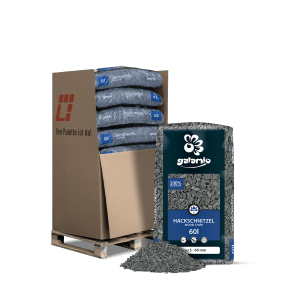 Palette Galamio Holzhackschnitzel Grau, 13 Säcke à 60l. Dekormulch für Gartenwege und Beetabdeckung.