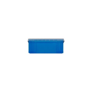 Blaue Clipbox 9 l, transluzent, für Aufbewahrung, stapelbar und mit Clips zum Schließen.