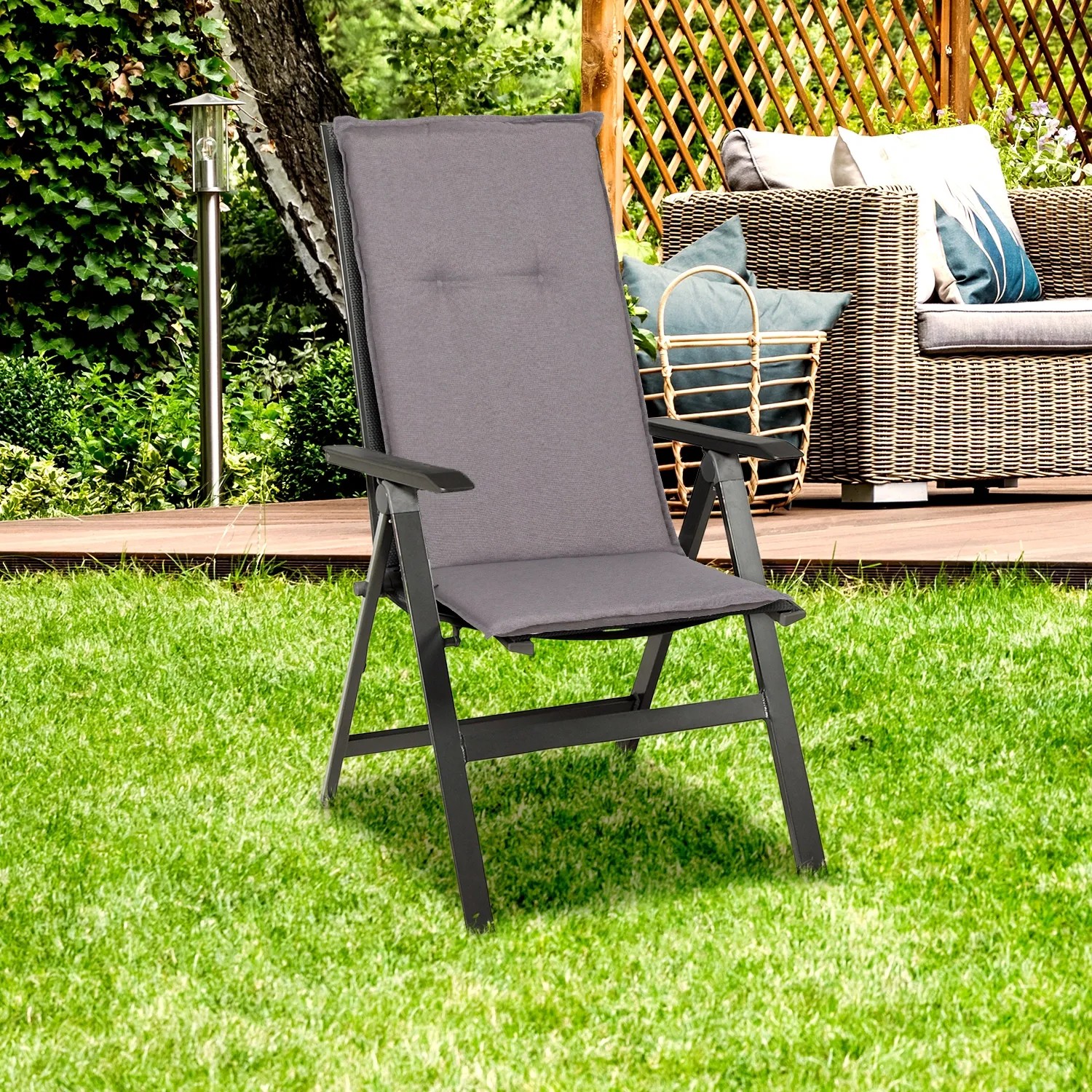 Beo Tanana Hochlehner Sitzauflage im 2er-Set, hellgrau, für Gartenstühle.