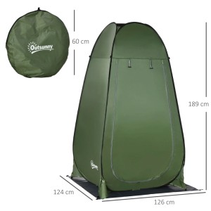 Outsunny Duschzelt in Dunkelgrün mit Tragetasche, ideal für Camping & Outdoor.