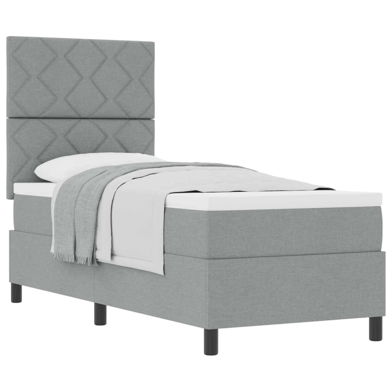 Thumbnail - vidaXL Boxspringbett mit Matratze Hellgrau 80 x 200 cm Stoff 3339420
