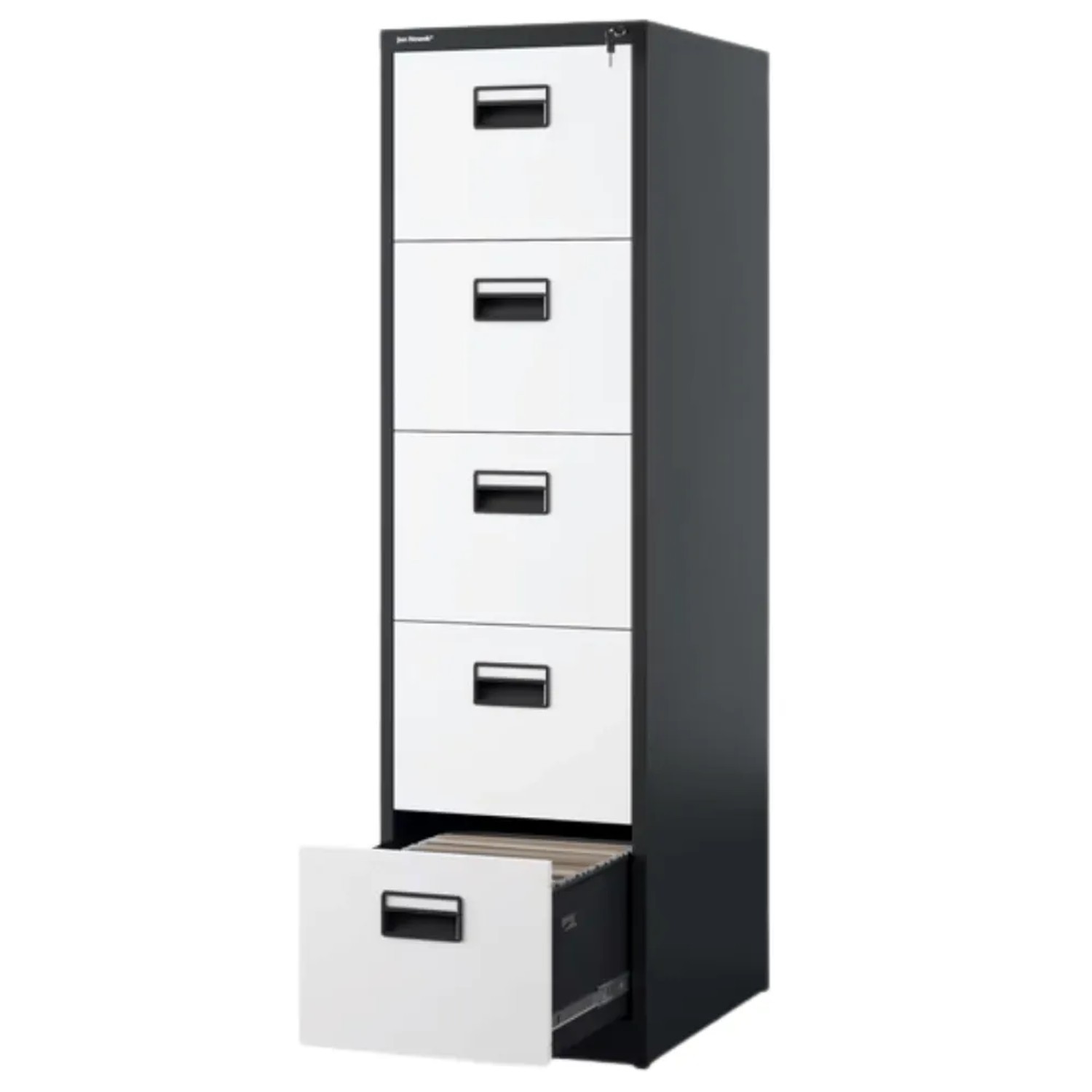 JAN NOWAK Hängeregisterschrank Abschließbar SARA 5 Schubladen 163 x 46 x 62 cm Anthrazit-Weiß
