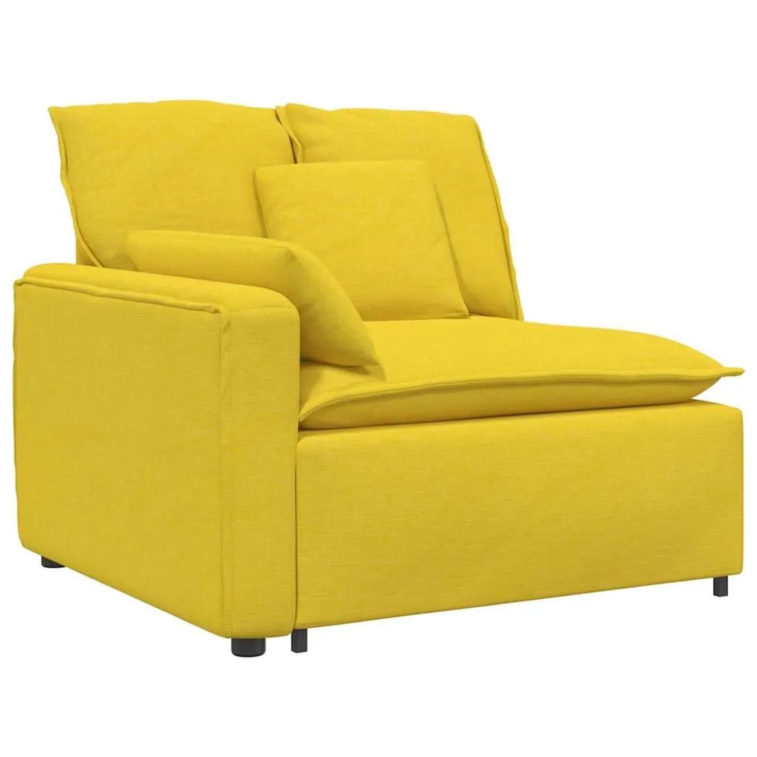 vidaXL Modulares Sofa Endmodul mit Armlehne Kissen Hellgelb 100 cm 4104395