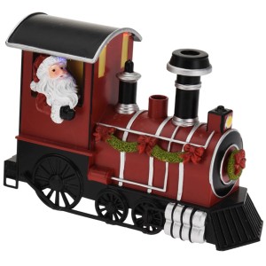 Weihnachts-Lokomotive mit LED, mehrfarbig, mit Weihnachtsmann als Lokführer, festliche Weihnachtsdekoration.