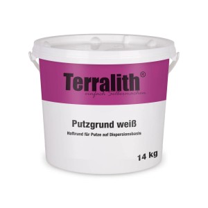 Terralith Putzgrund, 14 kg, weißer Haftgrund im Eimer für Putze auf Dispersionsbasis.