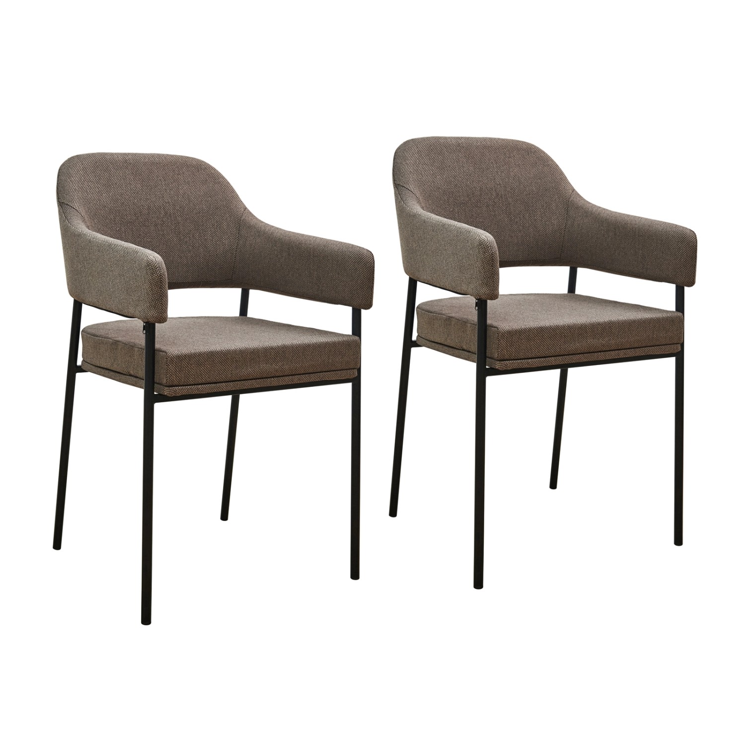 Svita Scarlett 2er Set Esszimmerstühle Armlehnstuhl Polsterstuhl Stoff Braun