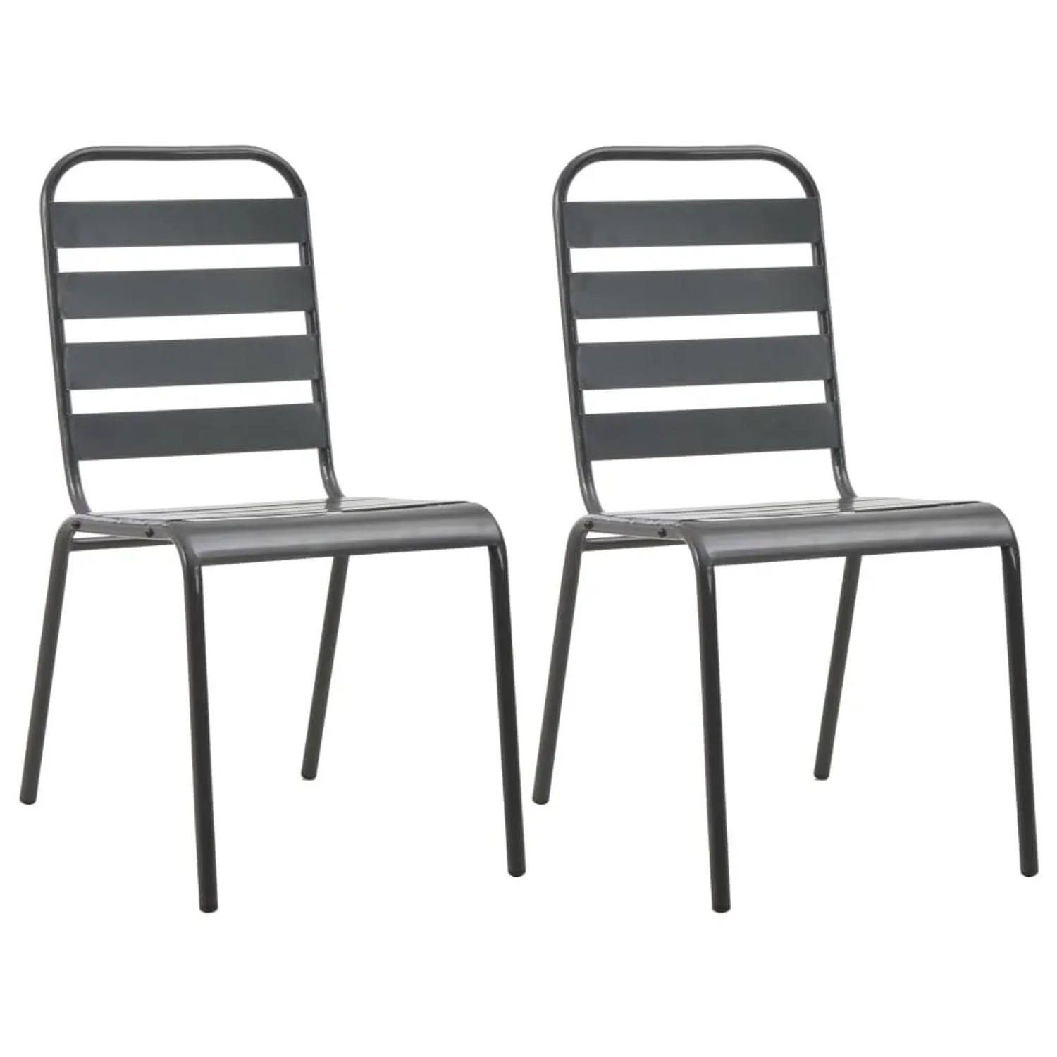 Furnicato Stapelbare Gartenstühle 2 Stk Stahl 42x63x84 Cm Dunkelgrau Rost- Und Witterungsbeständig