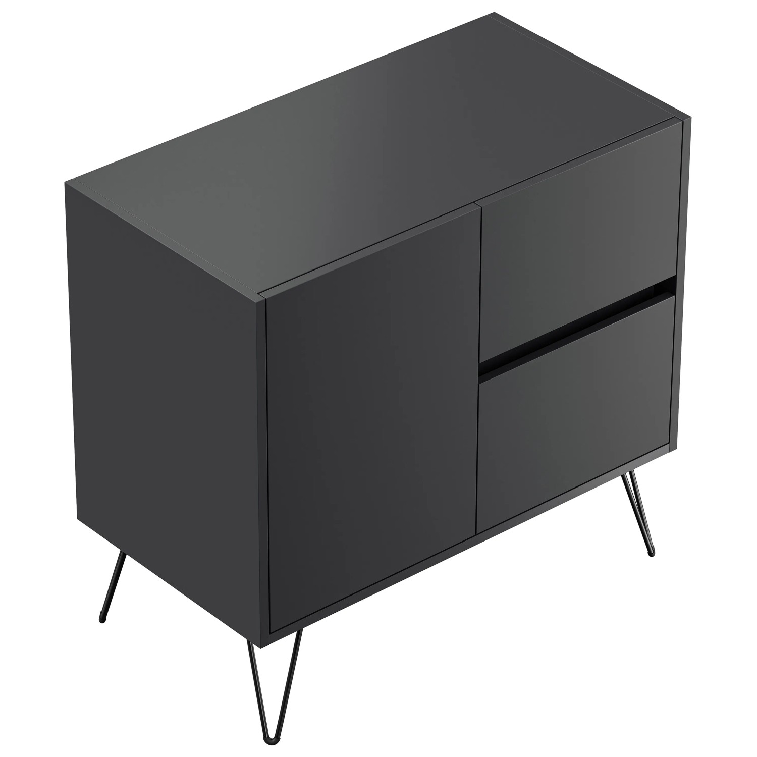 Posseik Sideboard Industrial C 2 Schubladen 1 Tür 80 cm Grafit