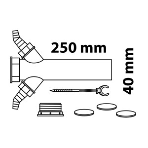 Kirchhoff Tauchrohr mit Doppelanschluss, 44,9 mm, 250 mm, weiß, für Siphonverlängerung.