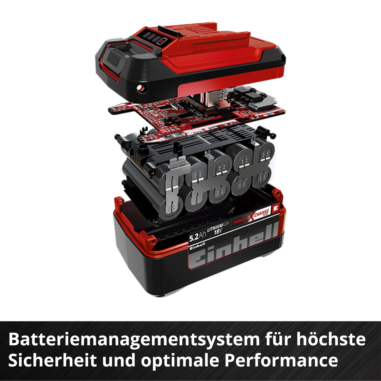 Explosionszeichnung: Einhell Power X-Change Akku 18V 5,2 Ah Plus für Elektrowerkzeuge.