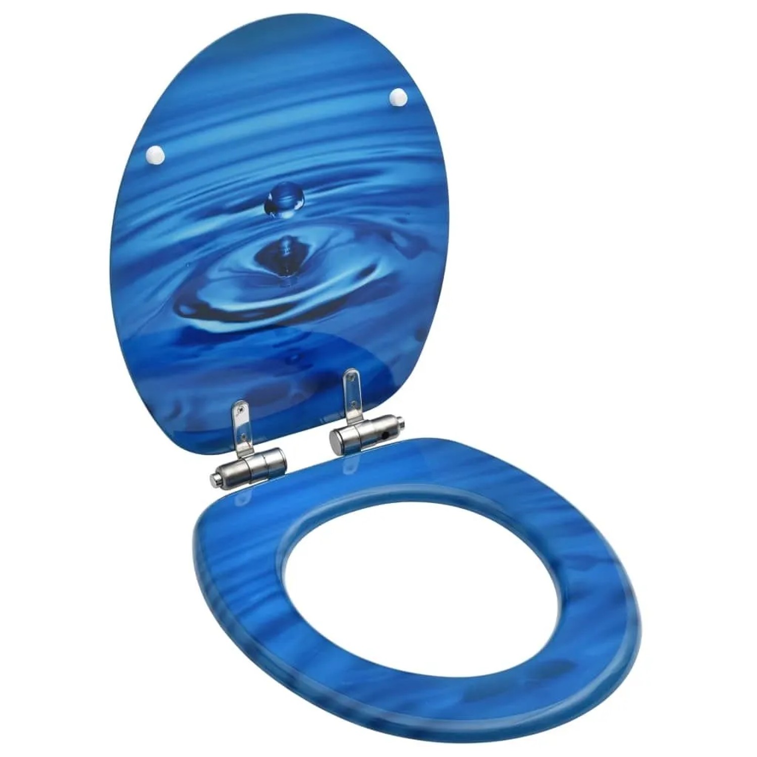 vidaXL Toilettensitz Soft-Close-Deckel MDF Blau Wassertropfen-Design 146913
