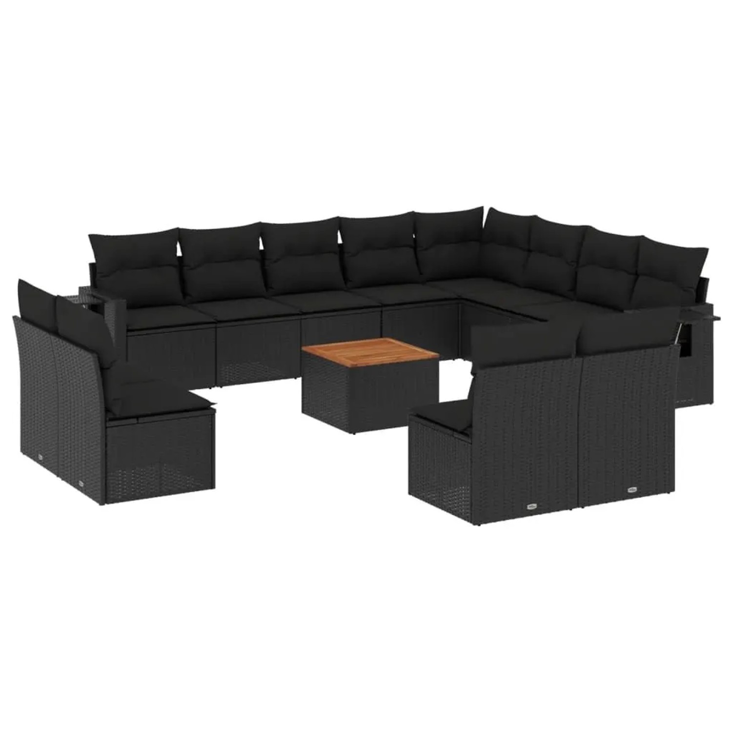 vidaXL 13-Tlg Garten-Sofagarnitur mit Kissen Schwarz Poly Rattan 3224809 günstig online kaufen