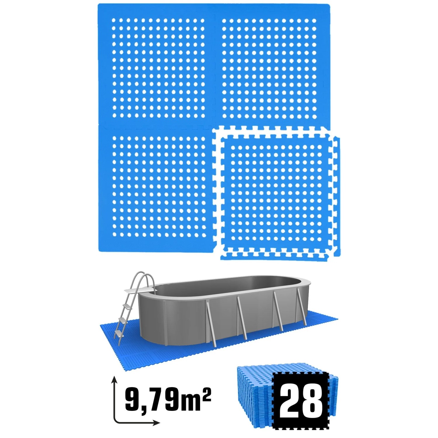 eyepower Poolmatte 62 x 62 cm 28er Set Blau
