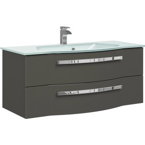 Pelipal Waschtisch Serie 4005, 117 cm, Steingrau, mit zwei Schubladen und Softclose.