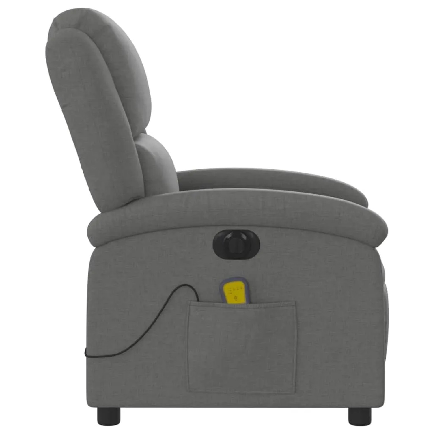 Dunkelgrauer vidaXL Massagesessel Elektrisch Modell 7 aus Samt, Seitenansicht.