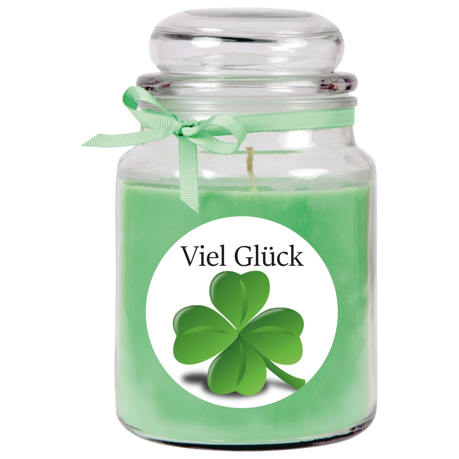 HS Candle Duftkerze & Bonbon Glas Viel Glück Grün Kokos günstig online kaufen