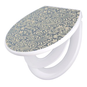 Banjado Familien WC-Sitz mit blauem Ornament. Klodeckel mit Kindersitz und Absenkautomatik.