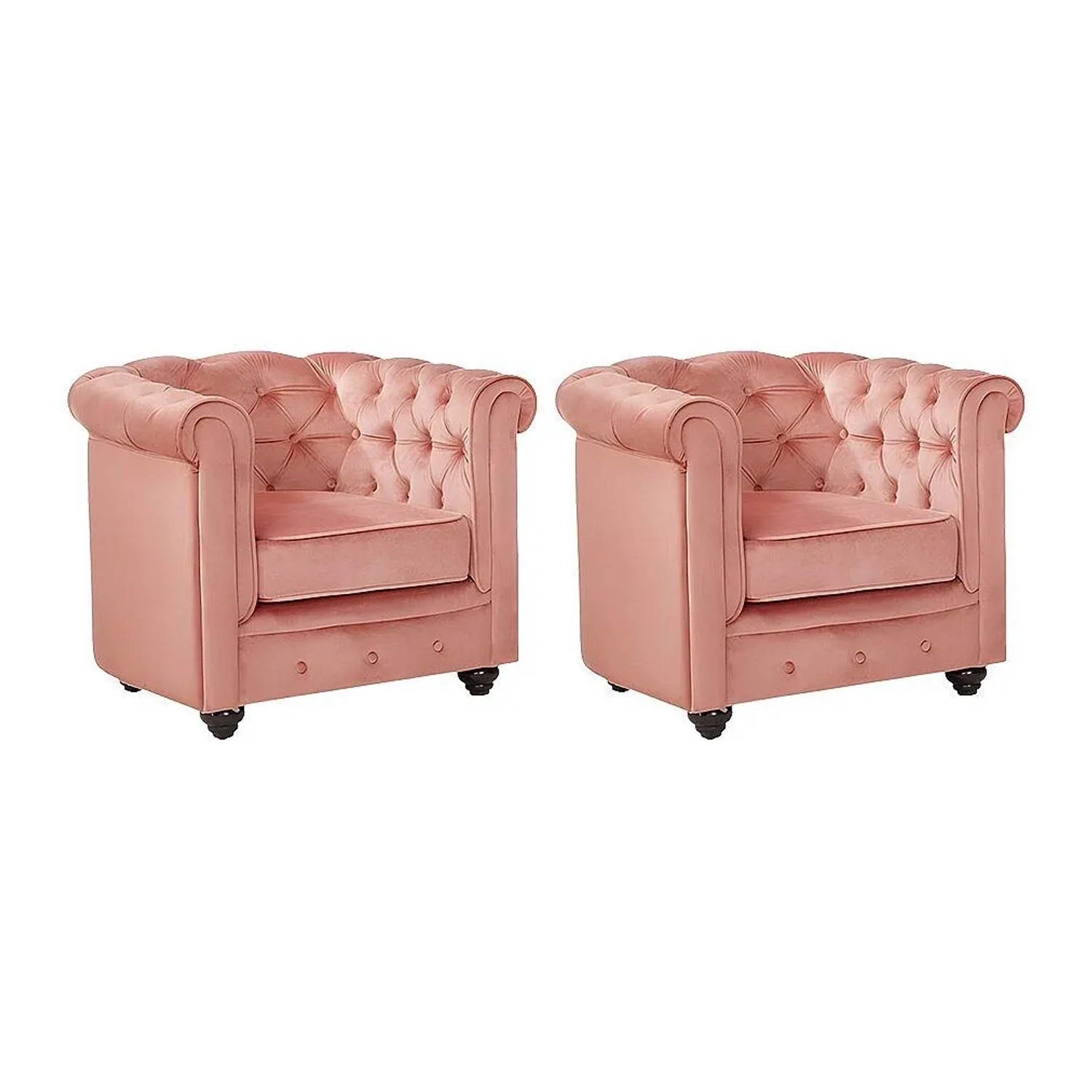 Vente-unique Sessel Mit Gerader Rückenlehne Chesterfield Puderrosa 82 cm