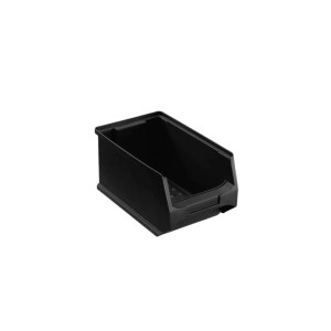 Schwarze, leitfähige Sichtlagerbox (2,8L) aus Polypropylen für Aufbewahrungssysteme.