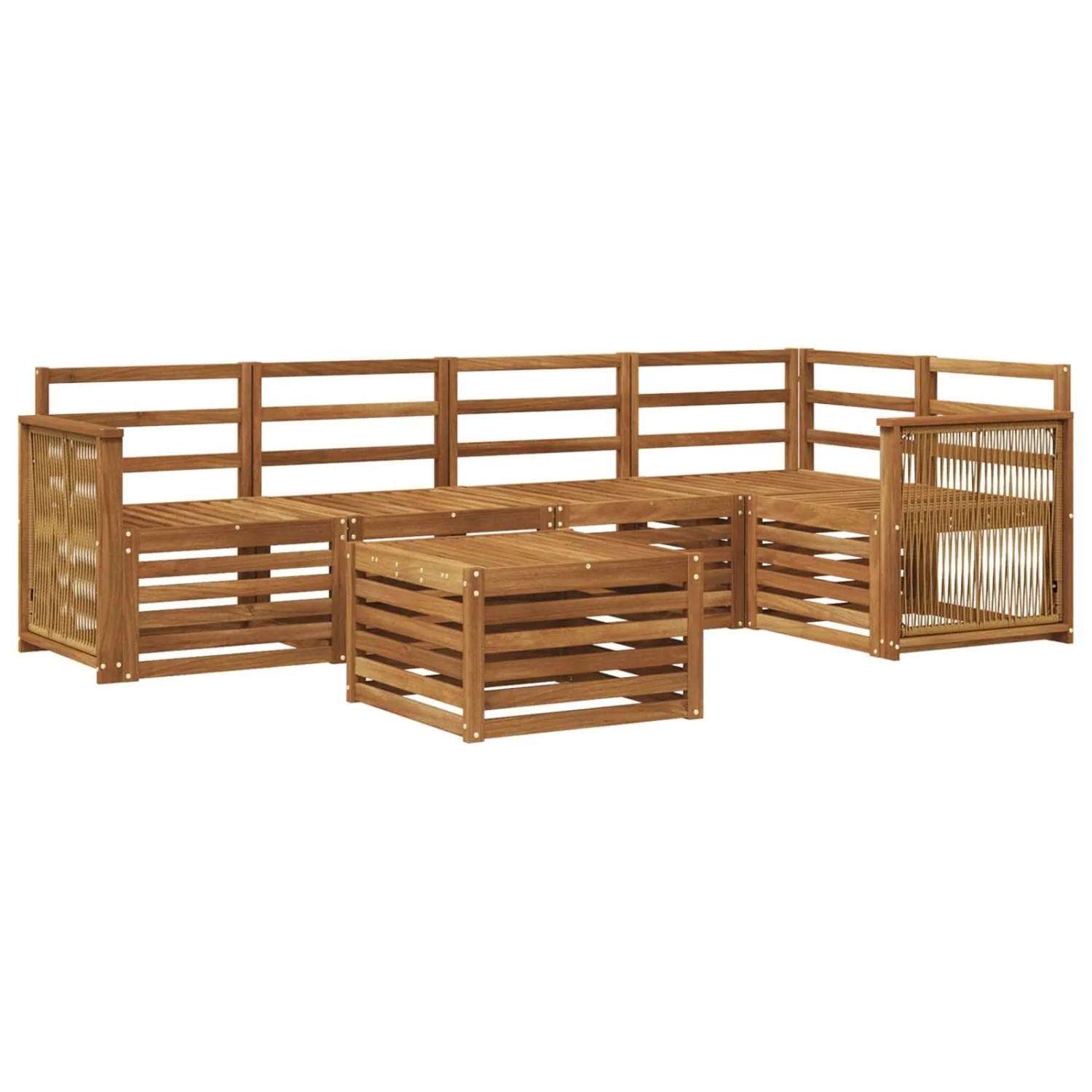 vidaXL Ecksofa Set 5 Stk Natur Massivholz Akazie 3384385
