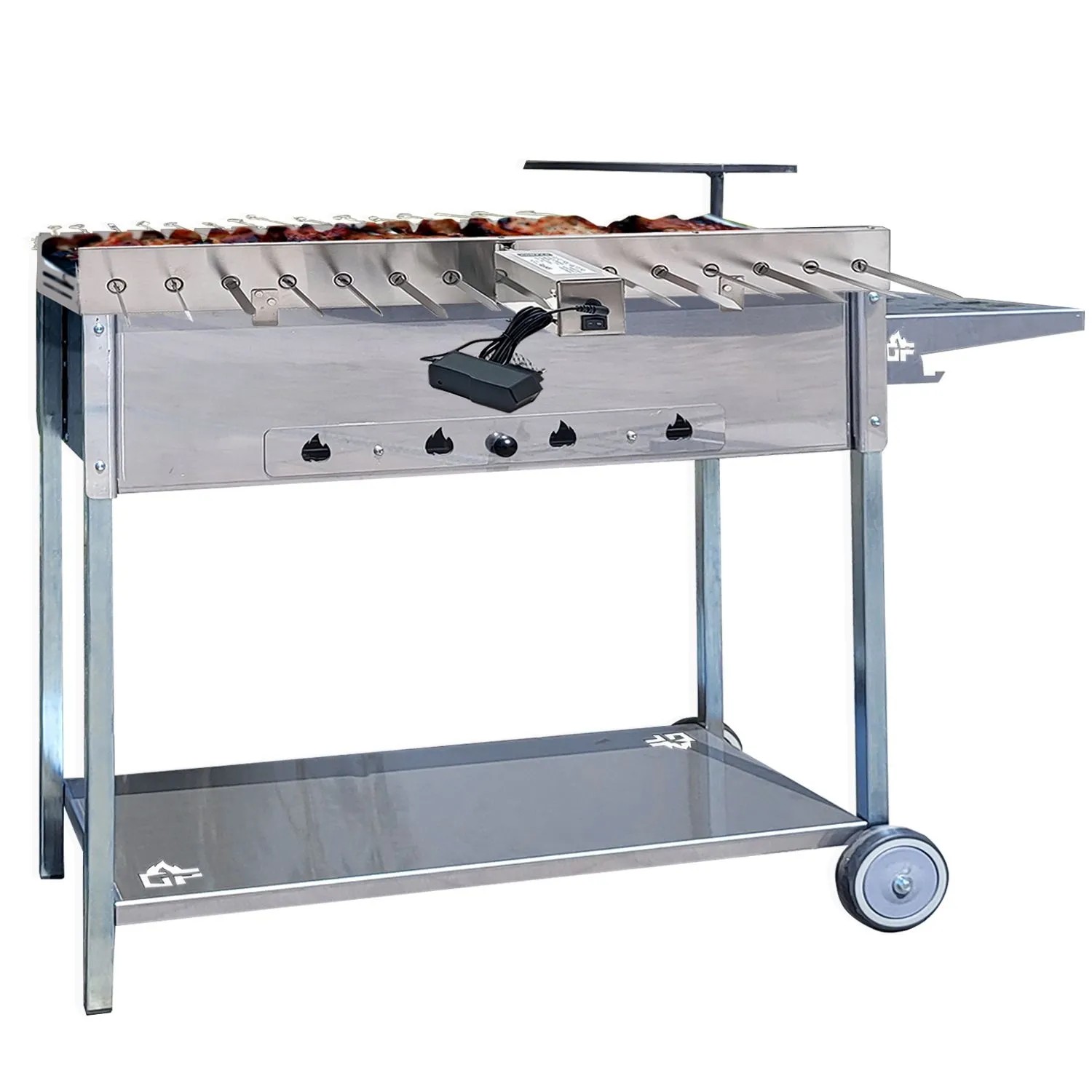 Grillpeter Mangal Batyr Deluxe mit Spießdreher 80 cm für15 Spieße Edelstahlmotor
