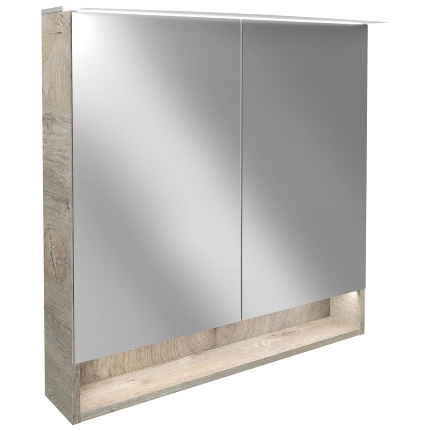 Fackelmann Spiegelschrank B.Style Eiche Natur 80 cm mit Softclose Türen