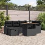Schwarzes 7-tlg. vidaXL Garten-Sofa-Set aus Poly Rattan mit Tisch für Garten oder Terrasse.