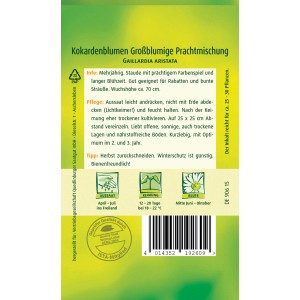 Samentüte Quedlinburger Kokardenblume 'Großblumige Prachtmischung'.