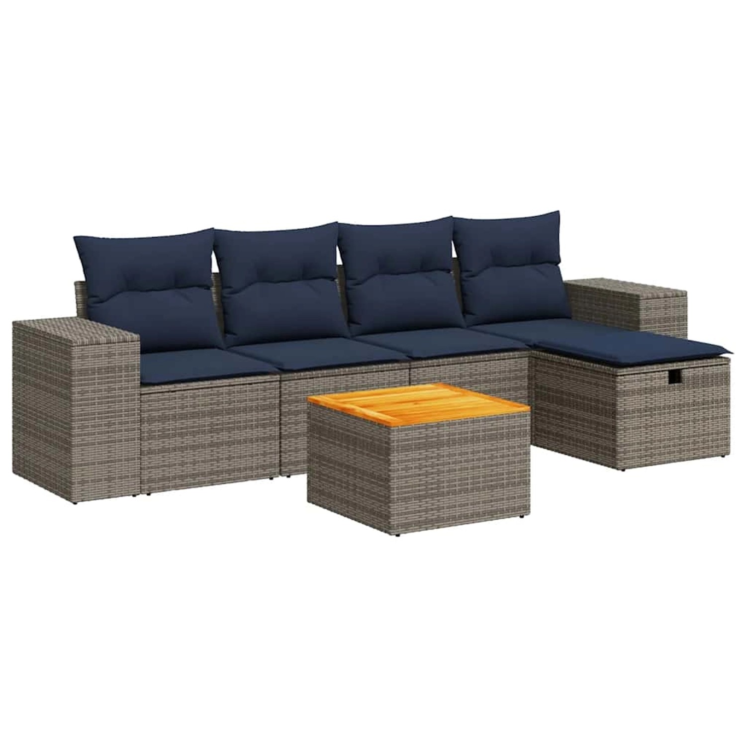 vidaXL 6-Tlg Garten-Sofagarnitur mit Kissen Grau Poly Rattan 3325869 günstig online kaufen