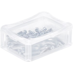 Transparente Eurobox-System Box mit Schrauben, 20x15x7 cm, Vollwand. Aufbewahrungsbox für Werkstatt & Hobby.
