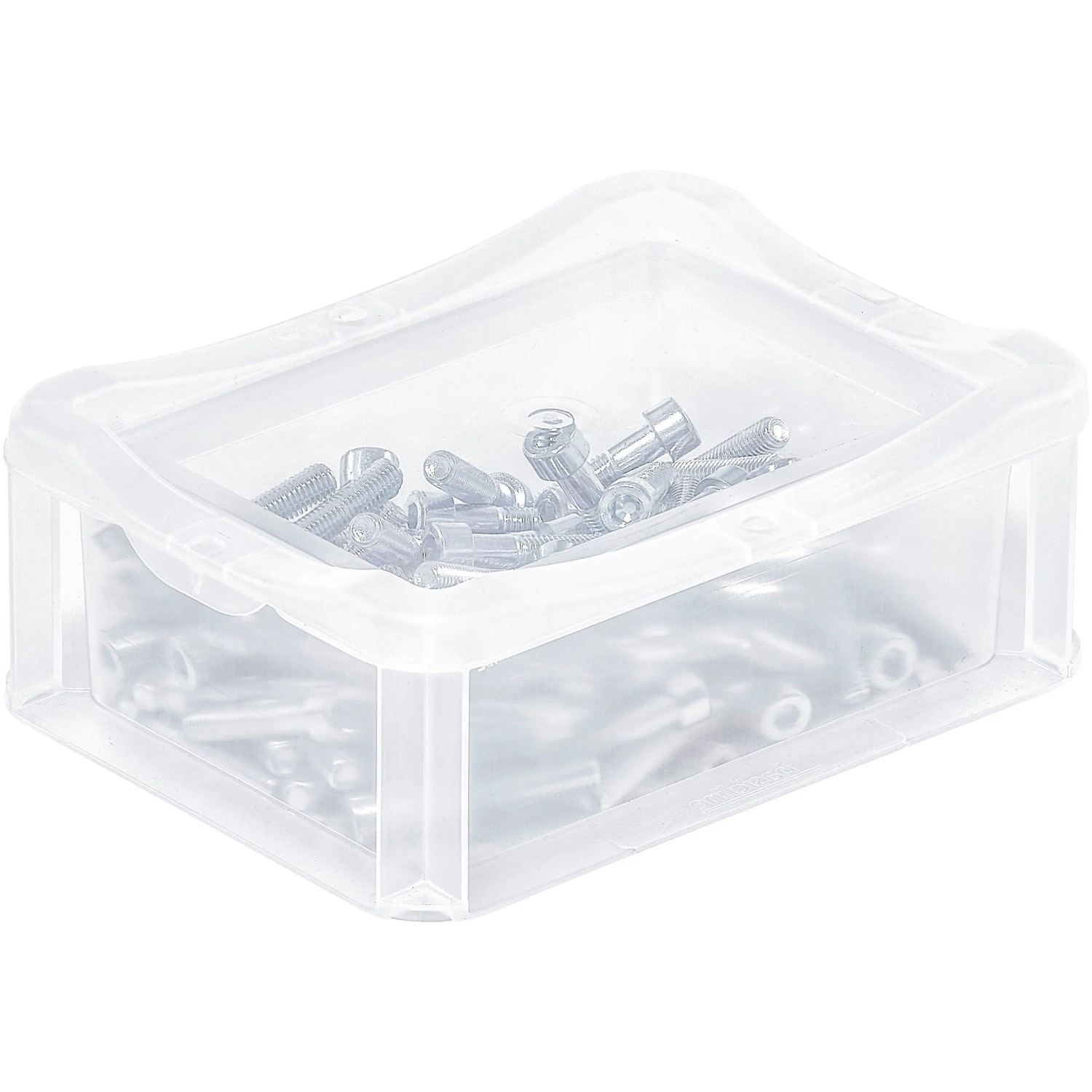 Transparente Eurobox-System Box mit Schrauben, 20x15x7 cm, Vollwand. Aufbewahrungsbox für Werkstatt & Hobby.