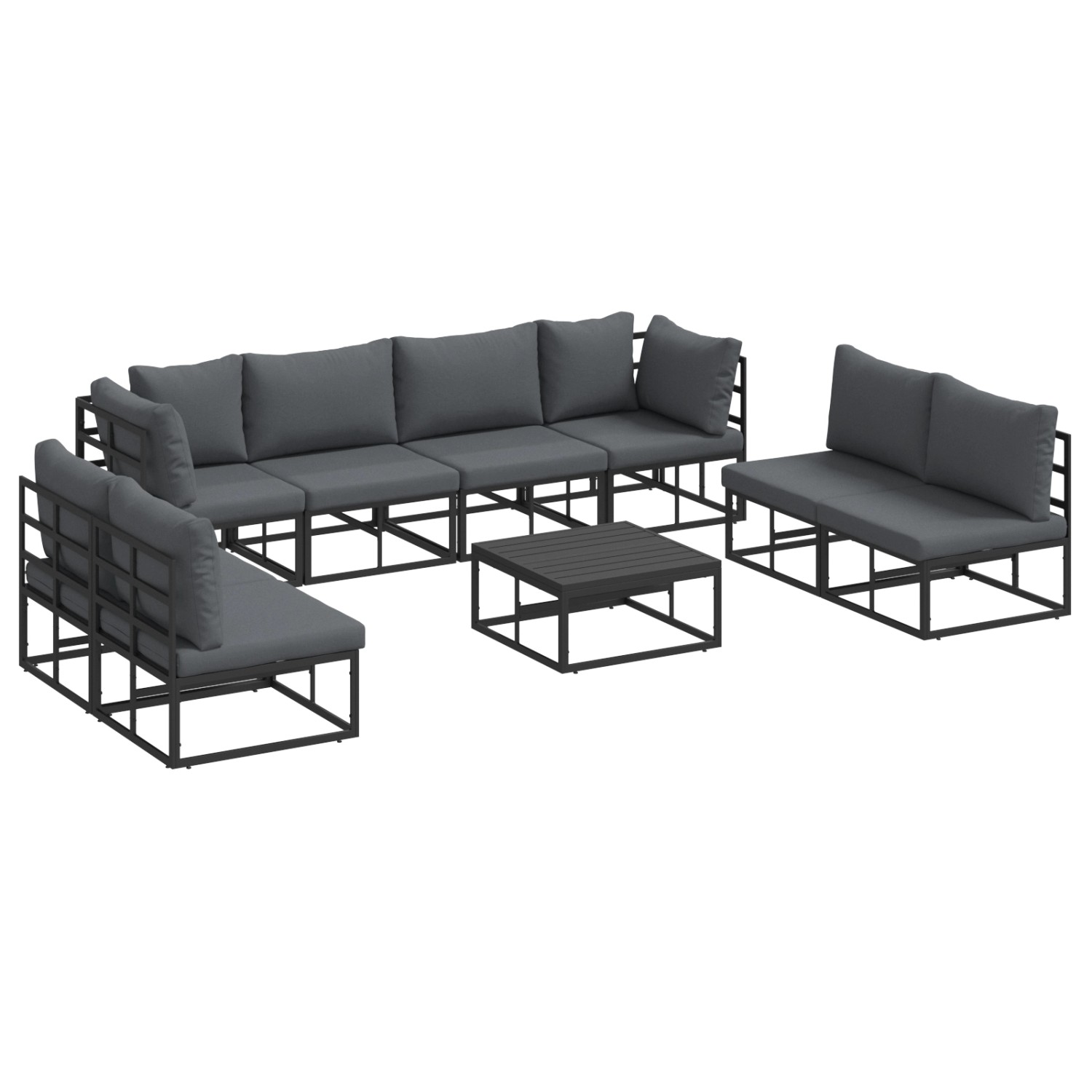 vidaXL Garten-Sofa-Set mit Kissen 9-Tlg Schwarz Aluminium 3378853 günstig online kaufen