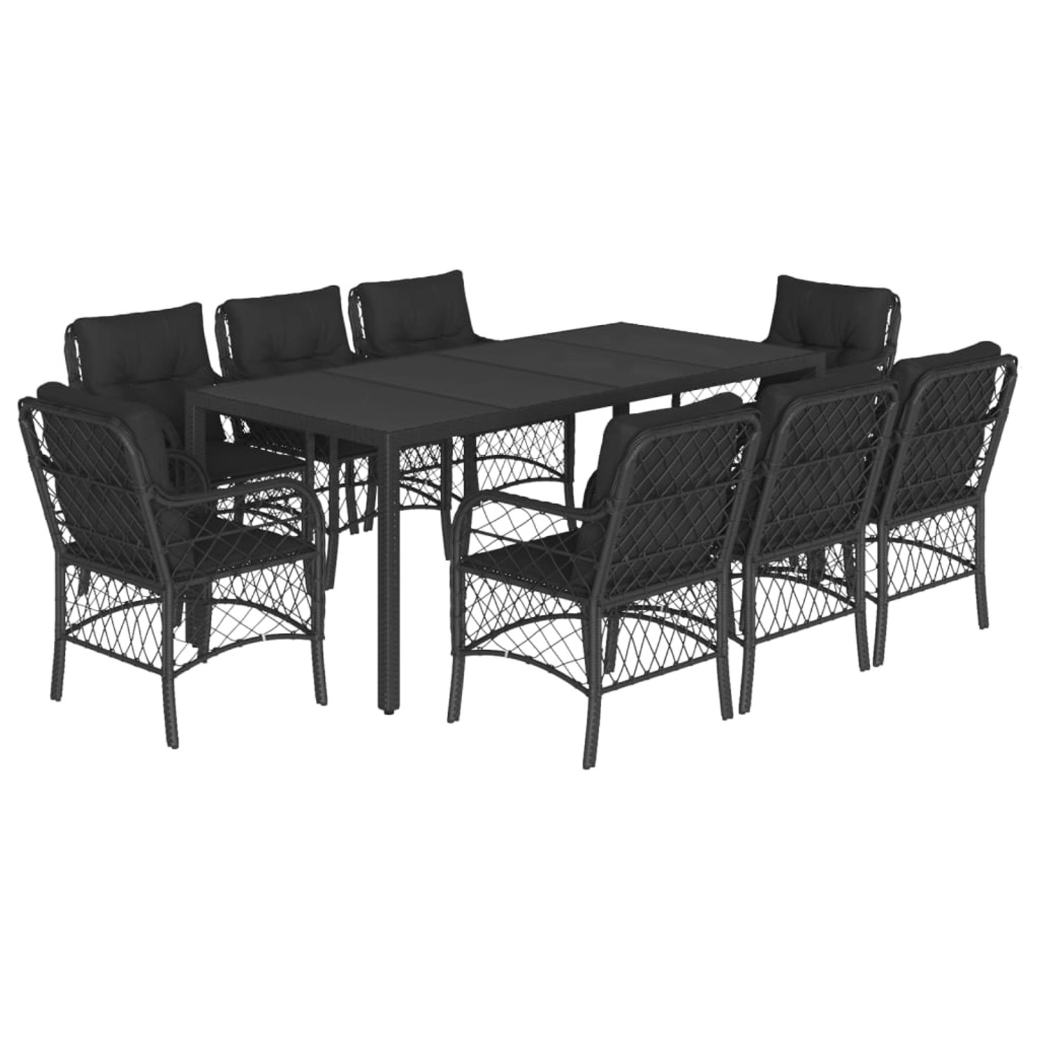 vidaXL 9-Tlg Garten-Essgruppe mit Kissen Schwarz Poly Rattan 3212029 günstig online kaufen