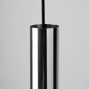 Sollux Lagos 1 Chrom Pendelleuchte aus Stahl in Zylinderform.