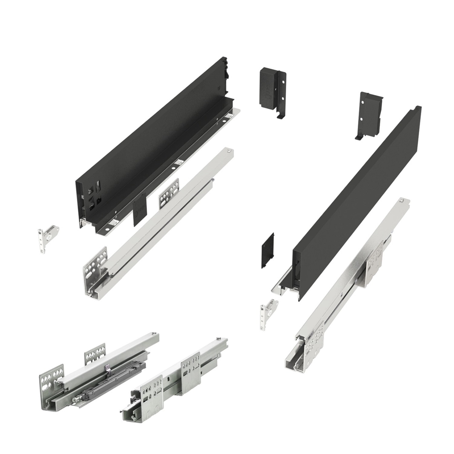 SOTECH Schubladensystem JUNKER SLIM Push To Open Anthrazit H 84 mm L 450 mm Bis 35 Kg Belastbar
