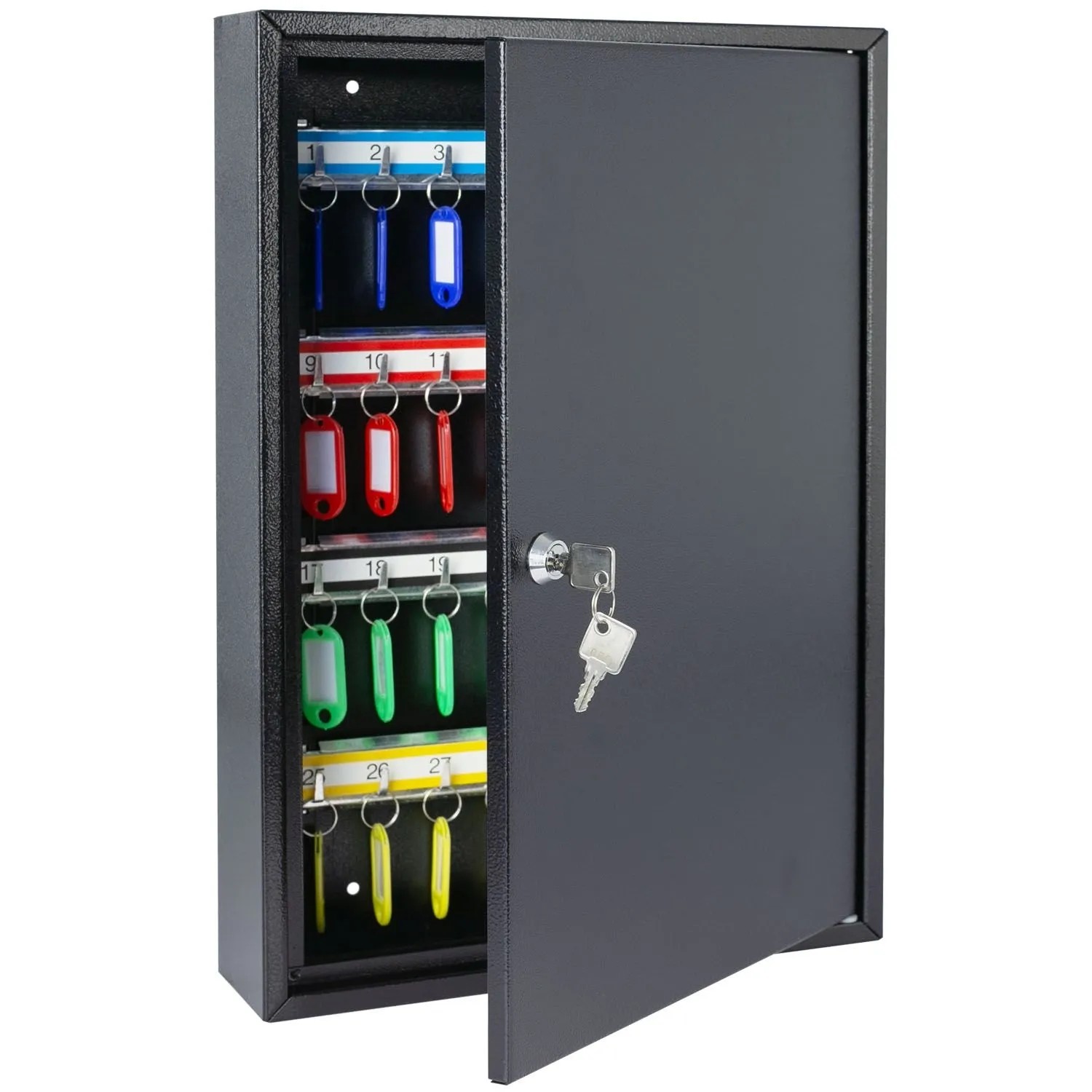 HMF 13564-02 Schlüsselschrank 64 Haken 45 x 30 x 8 cm Schwarz