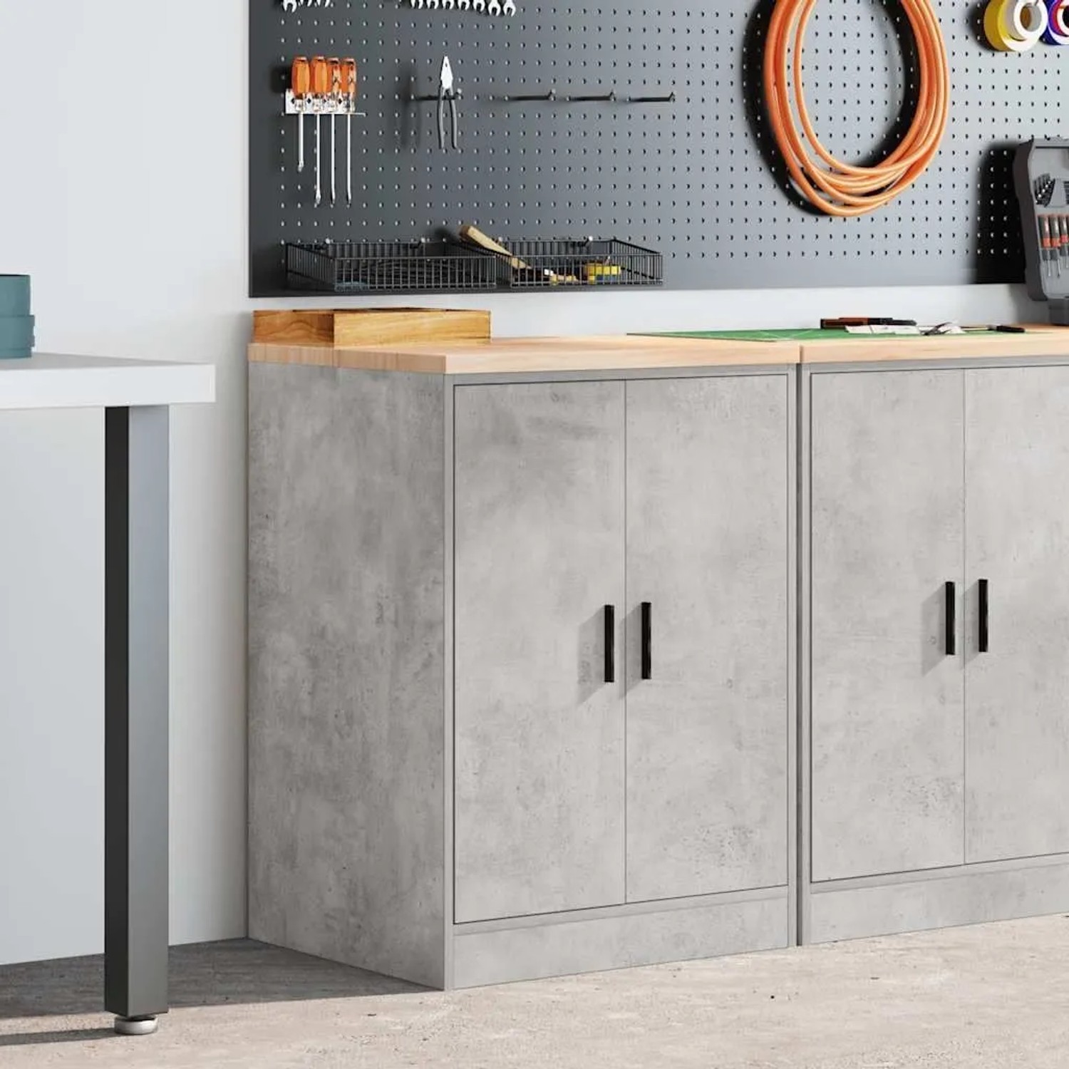 vidaXL Garagen-Aufbewahrungsschrank Betongrau Massivholz Kiefer 860574_2