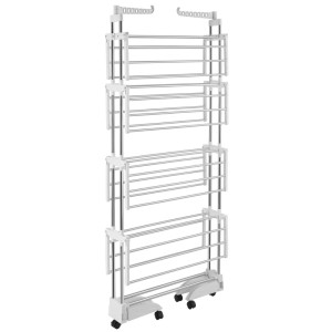 Tectake Turmwäscheständer Odelia  Weiß Chrom Klappbar 4 Etagen 63 x 125 x 179 cm