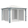 Cremefarbener vidaXL Pavillon 300x300 cm mit Vorhängen und Aluminiumrahmen.