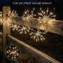 Warmweiße Salcar LED Solar Feuerwerk Lichterkette am Holzzaun. Stimmungsvolle Weihnachtsbeleuchtung für Garten & Terrasse.