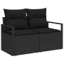 Schwarzes 9-teiliges Garten-Sofa Set aus Poly Rattan mit Kissen von vidaXL.