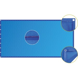 Blaue Summer Fun Pool Abdeckplane 780x380 cm mit Noppen und Ösen für eckige Pools.