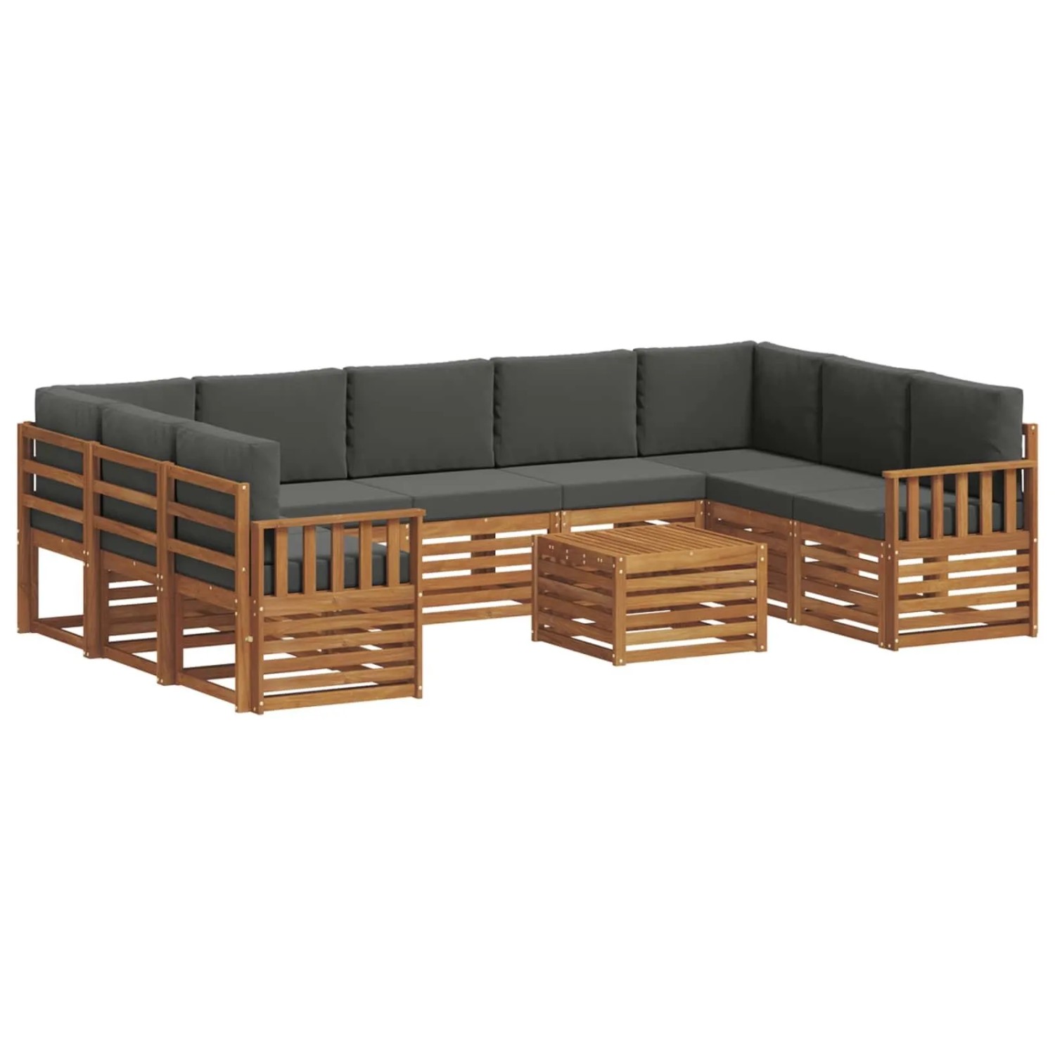 vidaXL Sofagarnituren 10 Tlg Natur und Anthrazit Massivholz Akazie 3375512