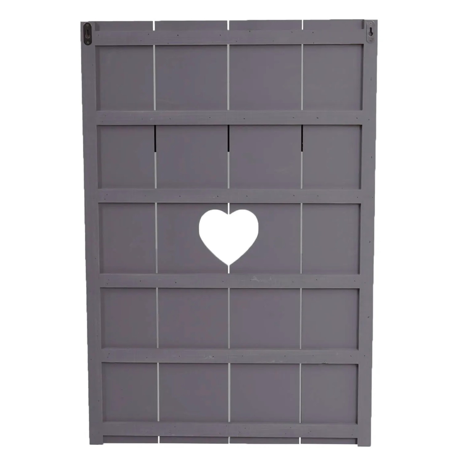 Grau-blaue MCW Wandgarderobe im Shabby-Look mit Herz-Ausschnitt und 8 Haken.