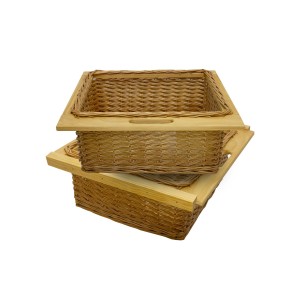 2 Monstershop Weidenkörbe für 600mm Buffetschränke, ausziehbar, braun.