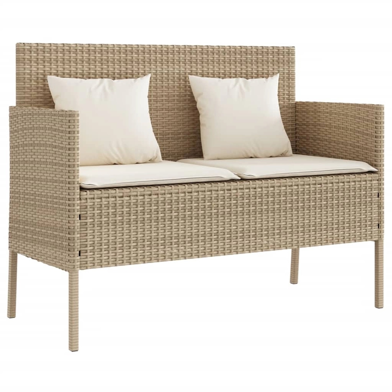 VidaXL Gartenbank  Poly Rattan mit Kissen Beige günstig online kaufen