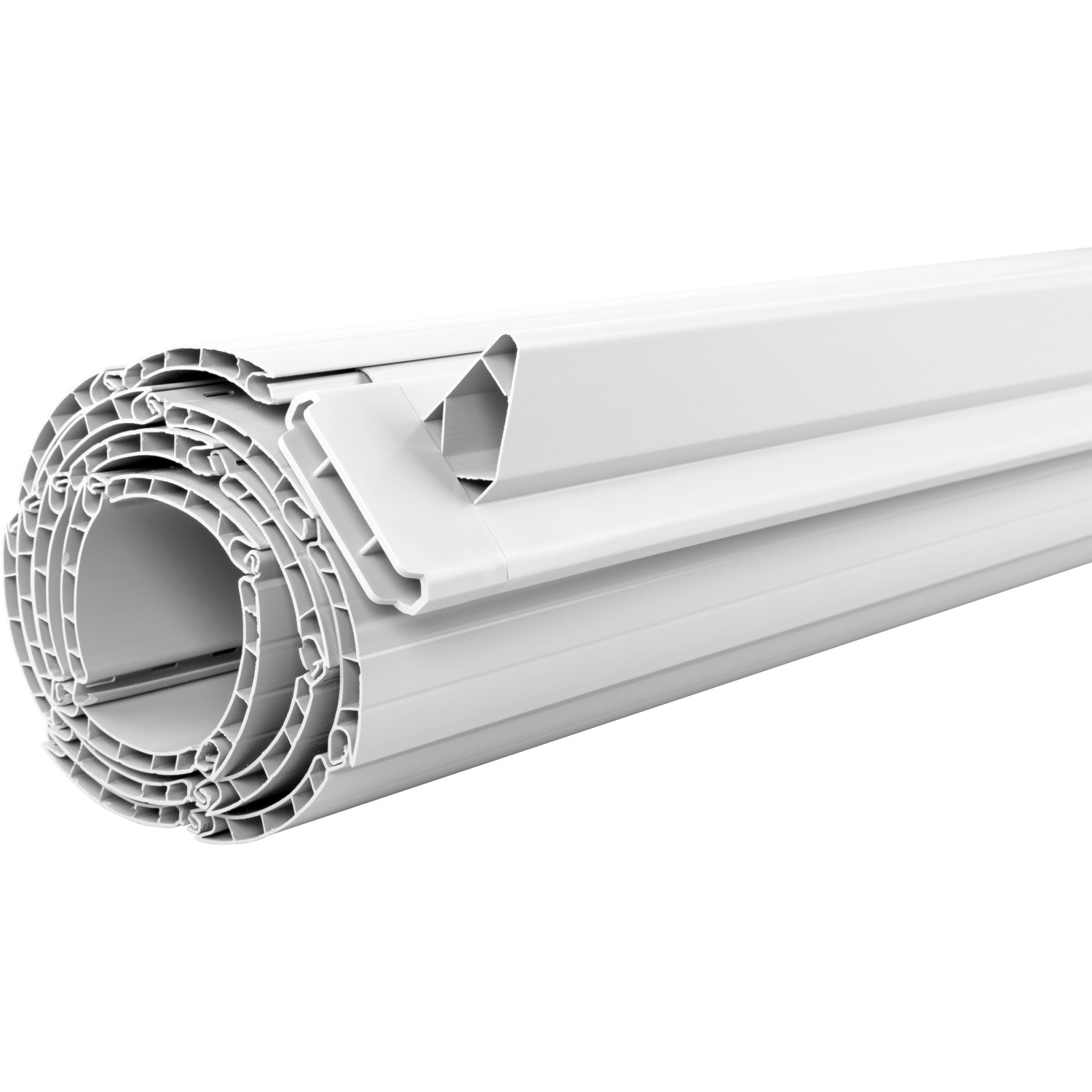 Schellenberg Rolladenpanzer-Set Mini, 120x140 cm, grau, aufgerollt. PVC Rolladen für Fenster und Türen.